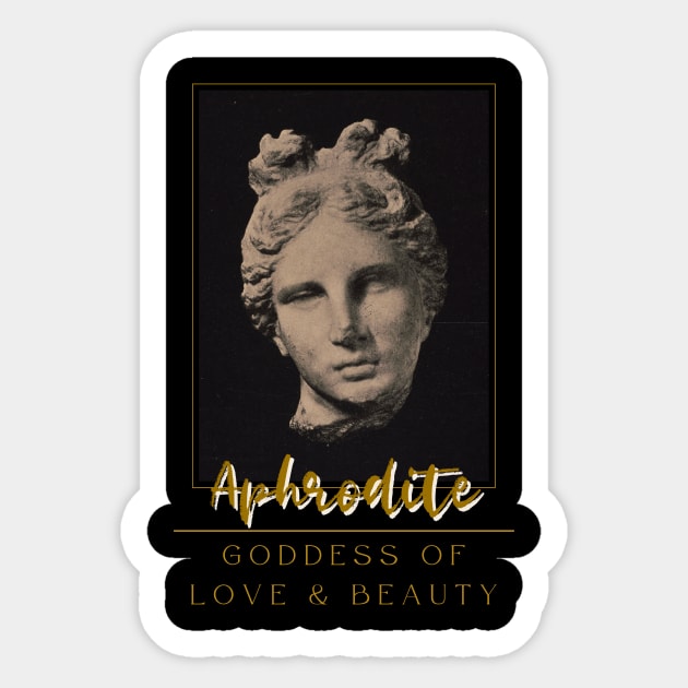 Aphrodite, Goddess of Love & Beauty Sticker by Golden Eagle Design Studio